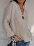 V Neck Long Sleeve Plain Regular Loose Blouse For Women