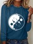 Crew Neck Long Sleeve Animal Regular Loose Blouse For Women