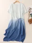 Women Tie Dye Crew Neck Short Sleeve Comfy Casual Midi Dress