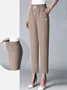 Casual Plain Ankle Pants Elastic Waist Pant