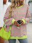 Casual Crew Neck Striped Sweatshirt