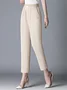 Casual Plain Ankle Pants Elastic Waist Pant