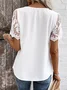 Short Sleeve Dragonfly Lace Regular Loose Blouse For Women