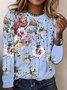 Casual Floral Crew Neck Long Sleeve T-shirt