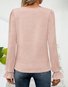 Crew Neck Long Sleeve Striped Lace Regular Loose Blouse For Women