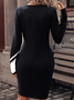 Women Ombre Crew Neck Long Sleeve Comfy Casual Midi Dress