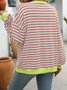 Casual Crew Neck Striped Sweatshirt