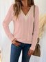 V Neck Long Sleeve Plain Lace Regular Regular Fit Blouse For Women