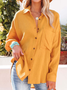 Shirt Collar Long Sleeve Plain Regular Loose Shirt For Women