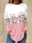 Casual Floral Crew Neck Long Sleeve T-shirt