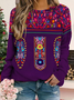 Casual Crew Neck Ethnic Sweatshirt