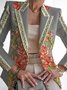 Women's Floral Buckle Regular Loose Blazer