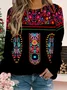 Casual Crew Neck Ethnic Sweatshirt