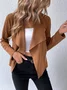 Women's Plain Faux Suede Jacket Zipper Open Front Cropped Coat