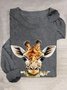 Casual Animal Crew Neck Long Sleeve T-shirt