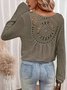 Casual Plain V Neck Long Sleeve T-shirt