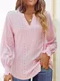 V Neck Long Sleeve Plain Lace Regular Regular Fit Blouse For Women