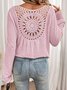 Casual Plain V Neck Long Sleeve T-shirt