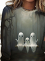 Casual Halloween Crew Neck Long Sleeve T-shirt