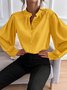 V Neck Long Sleeve Plain Lace Regular Regular Fit Blouse For Women