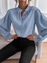 V Neck Long Sleeve Plain Lace Regular Regular Fit Blouse For Women