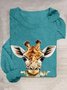 Casual Animal Crew Neck Long Sleeve T-shirt