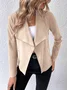 Women's Plain Faux Suede Jacket Zipper Open Front Cropped Coat