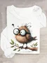 Casual Bird Crew Neck Long Sleeve T-shirt