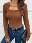 Crew Neck Long Sleeve Plain Chain Regular Regular Fit Blouse For Women