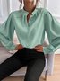 V Neck Long Sleeve Plain Lace Regular Regular Fit Blouse For Women