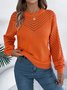 Women Yarn/Wool Yarn Plain Long Sleeve Comfy Casual Sweater