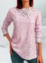 V Neck Long Sleeve Plain Chain Regular Regular Fit Blouse For Women