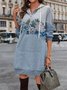 Women Floral Hoodie Long Sleeve Comfy Casual Buckle Maxi Dress