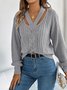 Women Yarn/Wool Yarn Plain Long Sleeve Comfy Casual Sweater