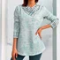 V Neck Long Sleeve Plain Chain Regular Regular Fit Blouse For Women