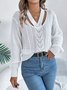 Women Yarn/Wool Yarn Plain Long Sleeve Comfy Casual Sweater