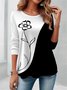 Casual Floral Crew Neck Long Sleeve T-shirt