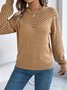 Women Yarn/Wool Yarn Plain Long Sleeve Comfy Casual Sweater