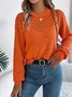 Women Yarn/Wool Yarn Plain Long Sleeve Comfy Casual Sweater