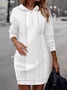 Women Plain Hoodie Long Sleeve Comfy Casual Mini Dress