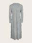 Women Geometric Crew Neck Long Sleeve Comfy Casual Buckle Maxi Dress