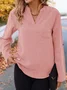 Notched Long Sleeve Plain Lace Regular Regular Fit Blouse For Women