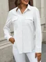 Shirt Collar Short Sleeve Plain Embroidery Regular Loose Shirt For Women