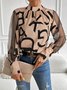 Stand Collar Long Sleeve Abstract Lace Regular Regular Fit Blouse For Women