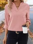 Notched Long Sleeve Plain Lace Regular Regular Fit Blouse For Women