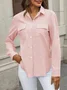 Shirt Collar Short Sleeve Plain Embroidery Regular Loose Shirt For Women