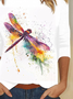 Casual Dragonfly Crew Neck Long Sleeve T-shirt