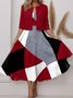 Women Geometric Crew Neck Half Sleeve Comfy Casual Coat With Skirt Two-Piece Set