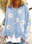 Women Wool/Knitting Floral Long Sleeve Comfy Casual Cardigan