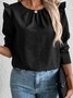 Crew Neck Long Sleeve Plain Regular Regular Fit Blouse For Women